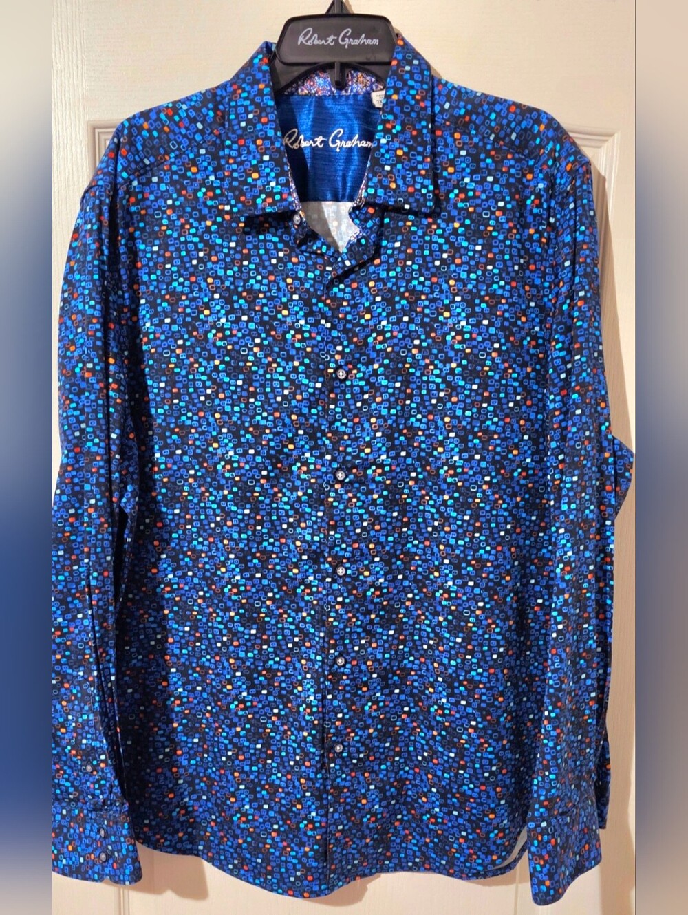 Robert Graham Navy Blue Multicolor Microdot Button-Up Shirt